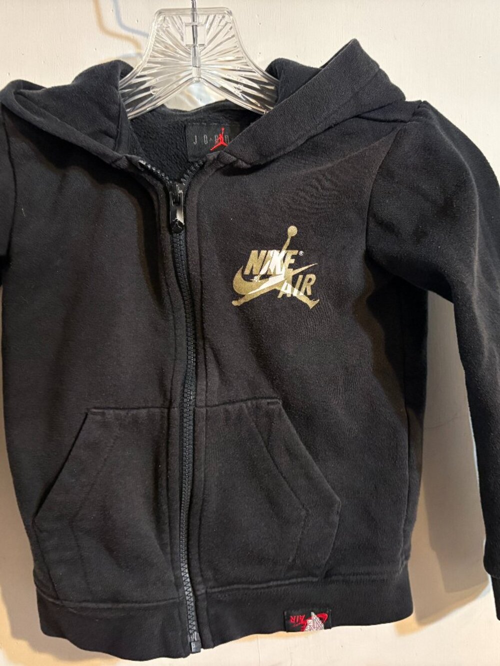 Jordan Zip-Up Hoodie Black, Gold Logo - 4 Toddler